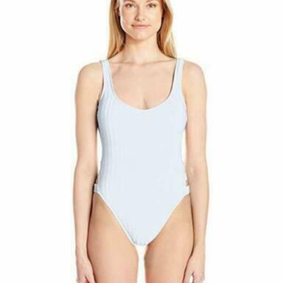 NWT Lucky Brand Cutouts on High Leg Tank 1-Piece Swimsuit  - White - Picture 1 of 7